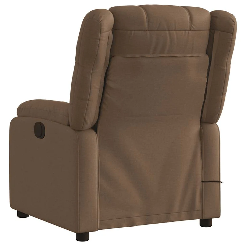 Fauteuil de relaxation TV fonction massage inclinable 6 points de massage en tissu marron DEC027020