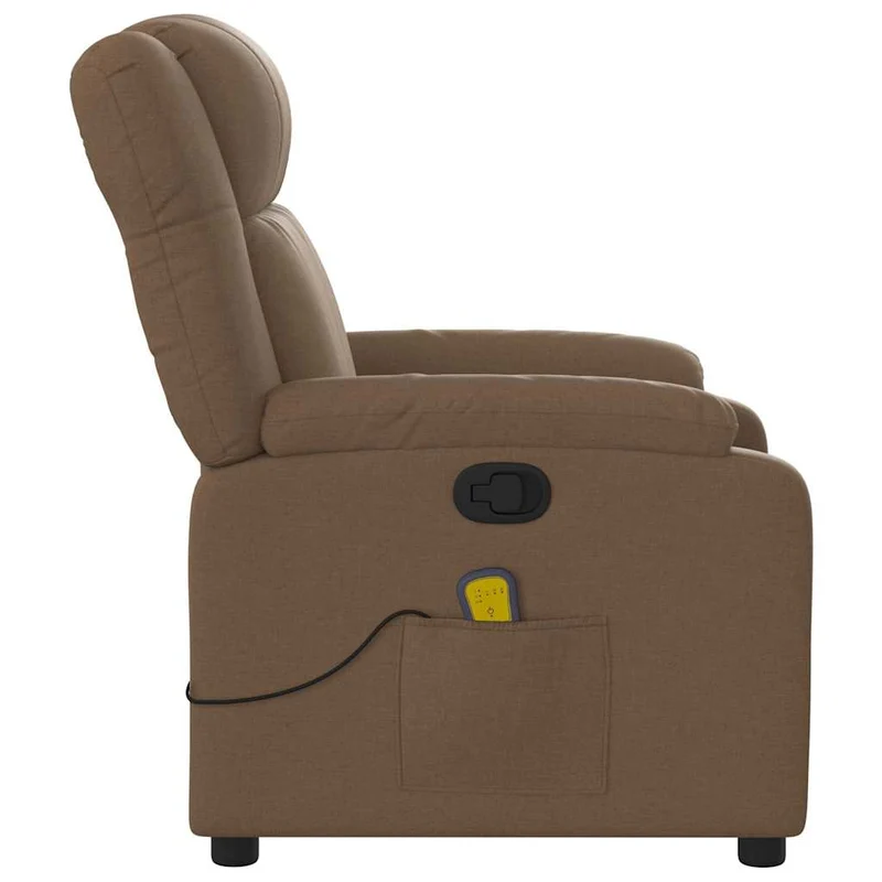 Fauteuil de relaxation TV fonction massage inclinable 6 points de massage en tissu marron DEC027020