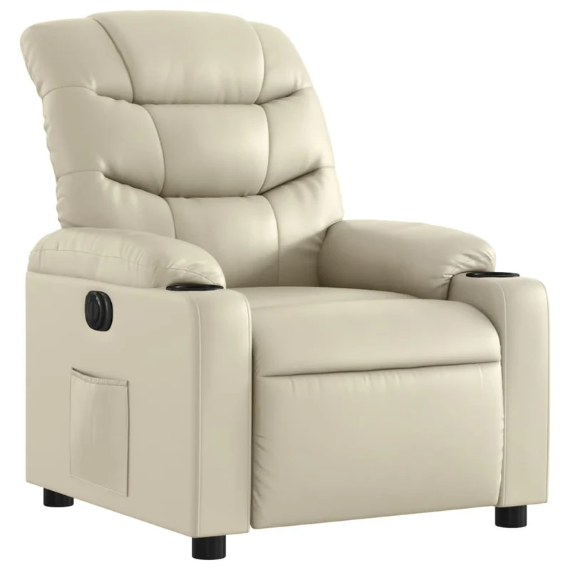 Fauteuil relax TV fonction d'inclinaison électrique très confortable en PVC crème DEC028259