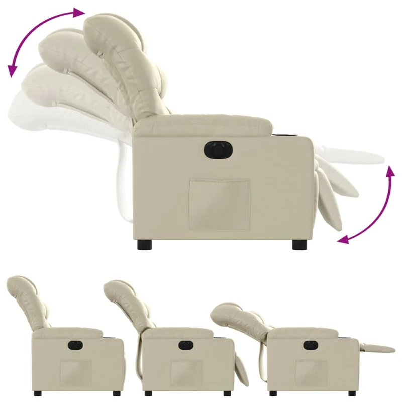 Fauteuil relax TV fonction d'inclinaison électrique très confortable en PVC crème DEC028259