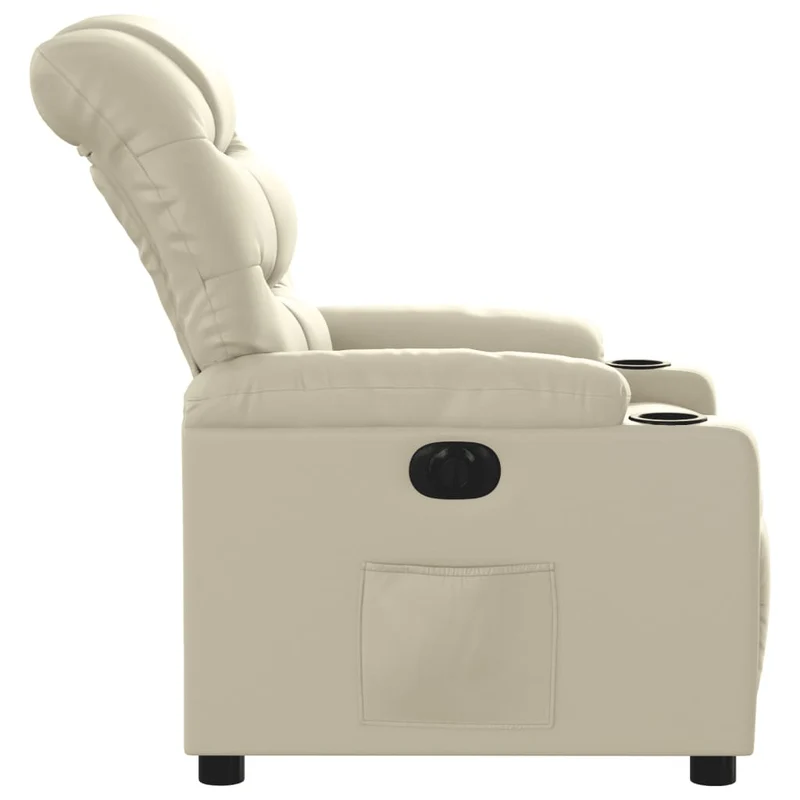 Fauteuil relax TV fonction d'inclinaison électrique très confortable en PVC crème DEC028259