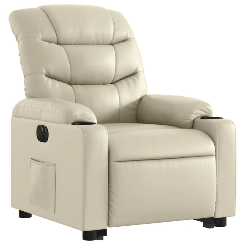 Fauteuil relax TV fonction de levage électrique très confortable en PVC crème DEC028258