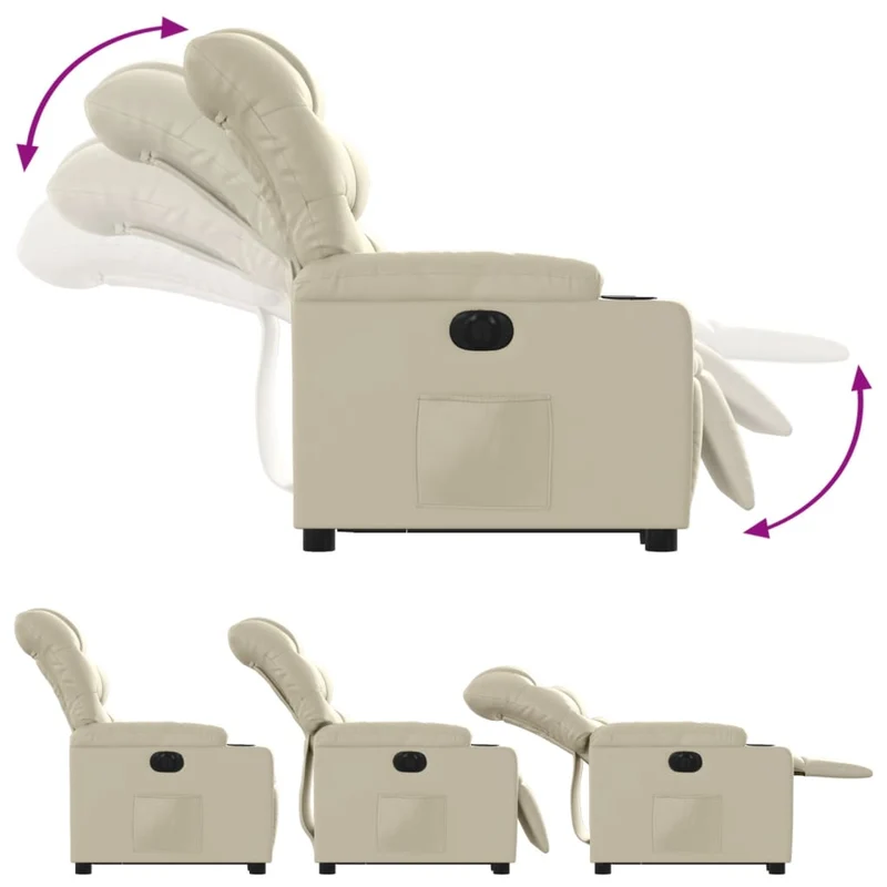 Fauteuil relax TV fonction de levage électrique très confortable en PVC crème DEC028258