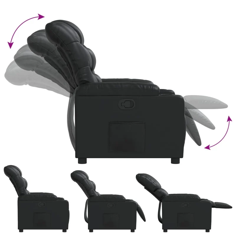 Fauteuil relax TV rembourrage confortable fonction d'inclinaison manuelle en PVC noir DEC028072