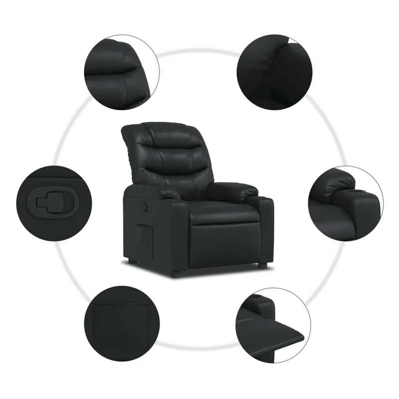 Fauteuil relax TV rembourrage confortable fonction d'inclinaison manuelle en PVC noir DEC028072