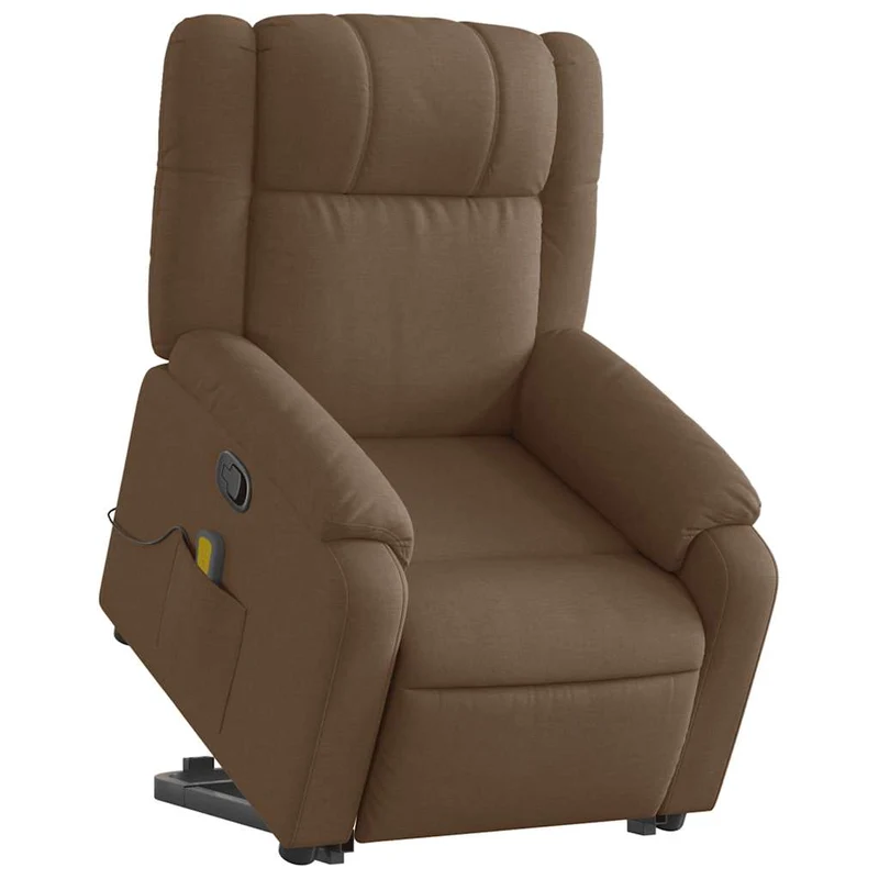 Fauteuil de relaxation TV fonction massage inclinable levage électrique en tissu marron DEC027021