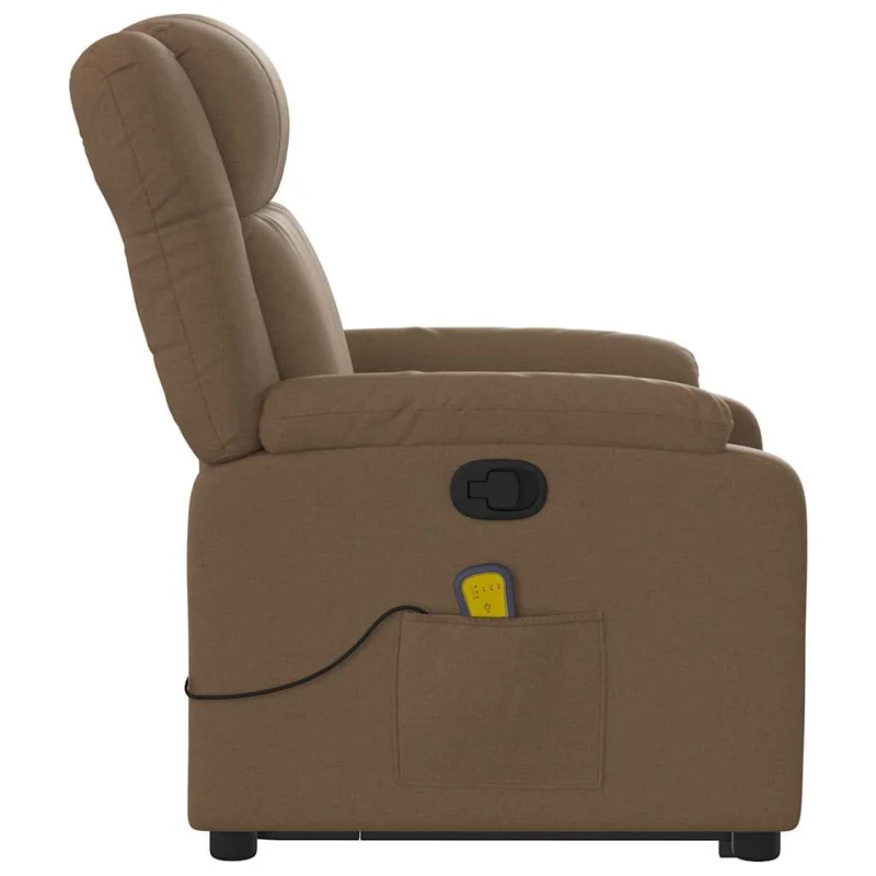 Fauteuil de relaxation TV fonction massage inclinable levage électrique en tissu marron DEC027021
