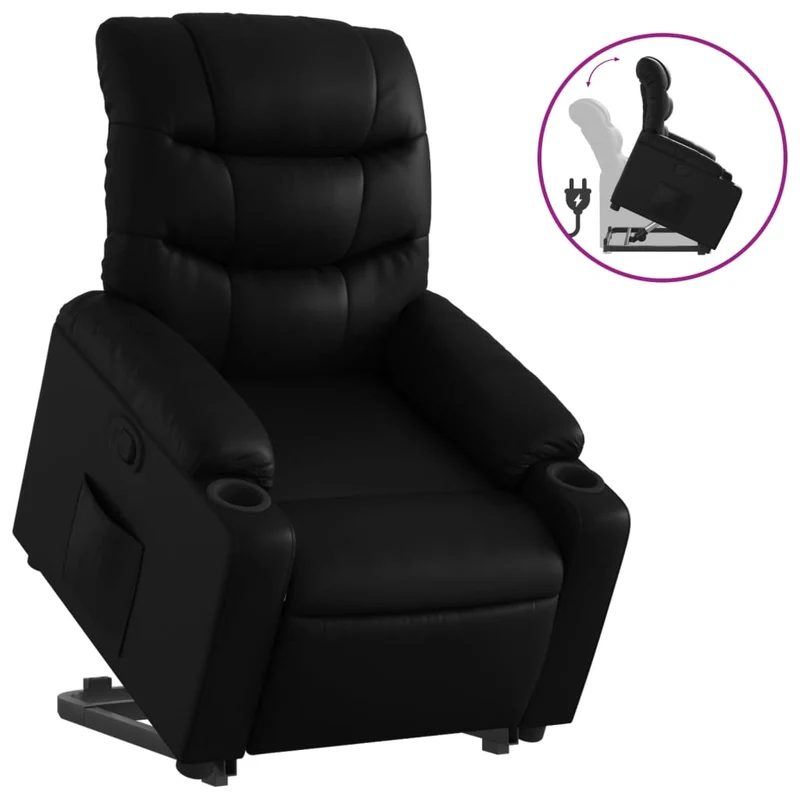 Fauteuil relax TV rembourrage confortable fonction de levage électrique en PVC noir DEC028071