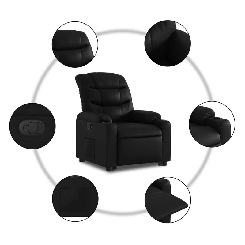 Fauteuil relax TV rembourrage confortable fonction de levage électrique en PVC noir DEC028071
