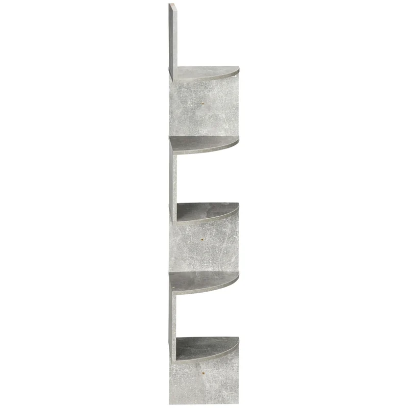 Étagère d'angle zigzag rangement 20 x 20 x 126 cm gain de place 5 niveaux moderne salon en panneaux de particule gris 21_0001218