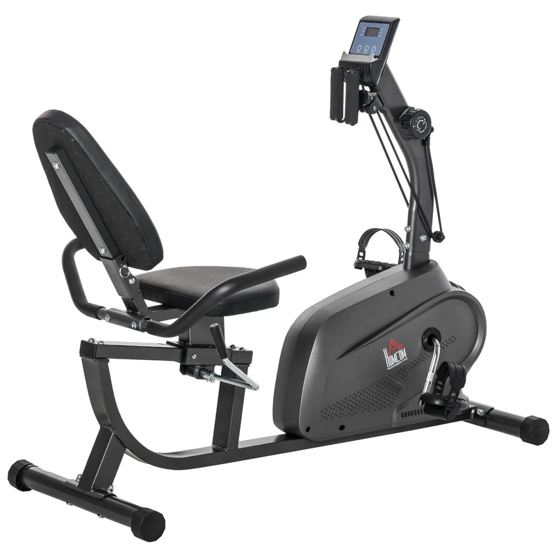 Vélo semi-allongé rééducation remise en forme 125 x 63 x 100 cm siège réglable silencieux contemporain en acier noir 21_0006700