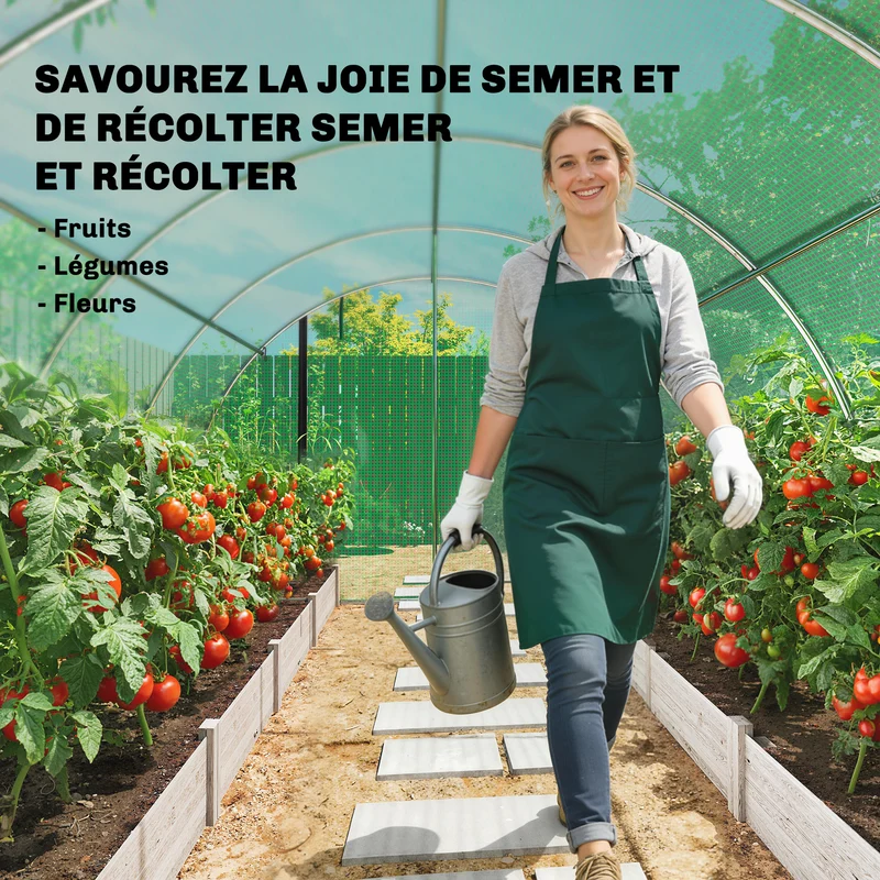Serre tunnel de jardin 295 x 400 x 200 cm protection uv ventilation croisée haubanage style contemporain en pe vert 21_0005611
