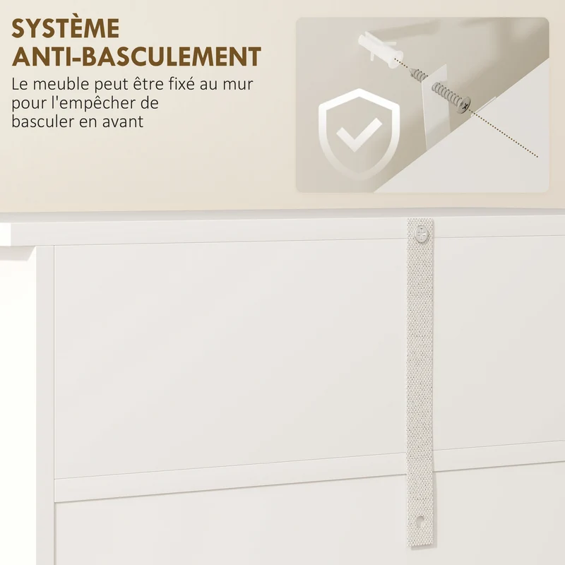 Meuble de salle de bain 60 x 30 x 75 cm 2 tiroirs placard étagère réglable anti basculement style épuré en MDF blanc 21_0001877