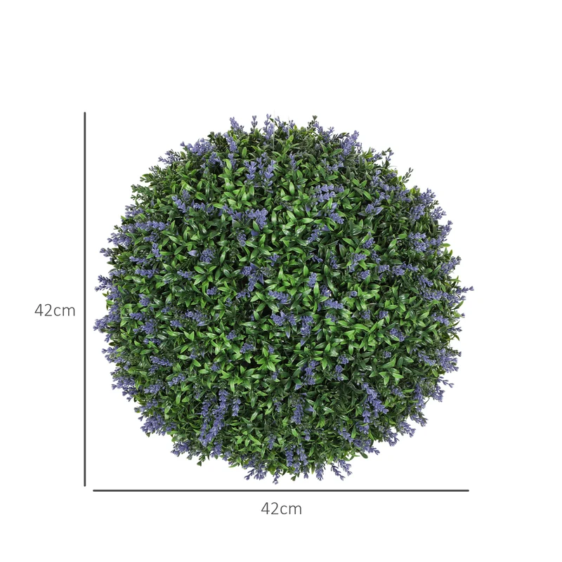 Lot de 2 boules topiaires artificielles intérieur 42 x 42 x 42 cm résistantes uv contemporain en polyéthylène violet 21_0001381