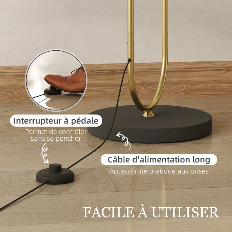 Lampadaire salon abat-jour lin 38 x 156 x 38 cm interrupteur à pied diffusion douce moderne minimaliste en lin noir 21_0007042