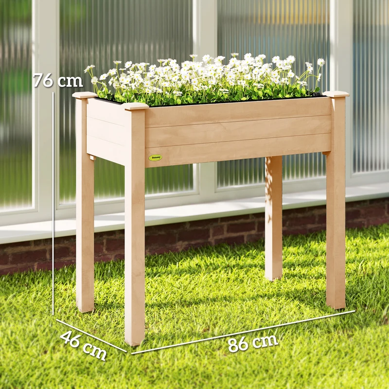 Jardinière surélevée potager sur pied 86 x 46 x 76 cm drainage intégré doublure respirante style rustique en bois marron 21_0004120