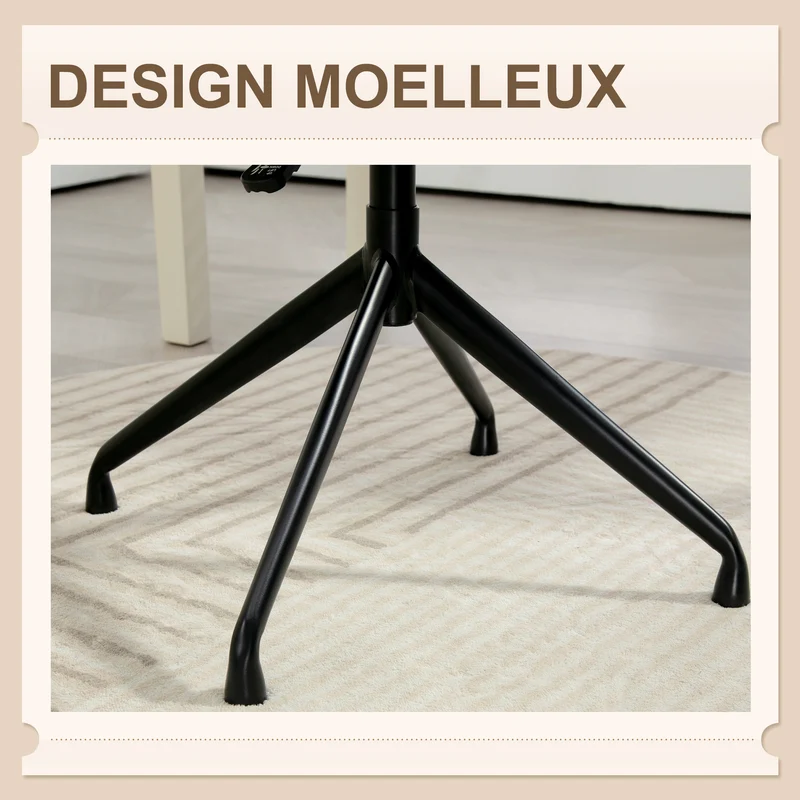 Chaise de bureau pivotante ergonomique 62 x 64 x 83 cm assise réglable enveloppante scandinave en polyester blanc crème 21_0006263