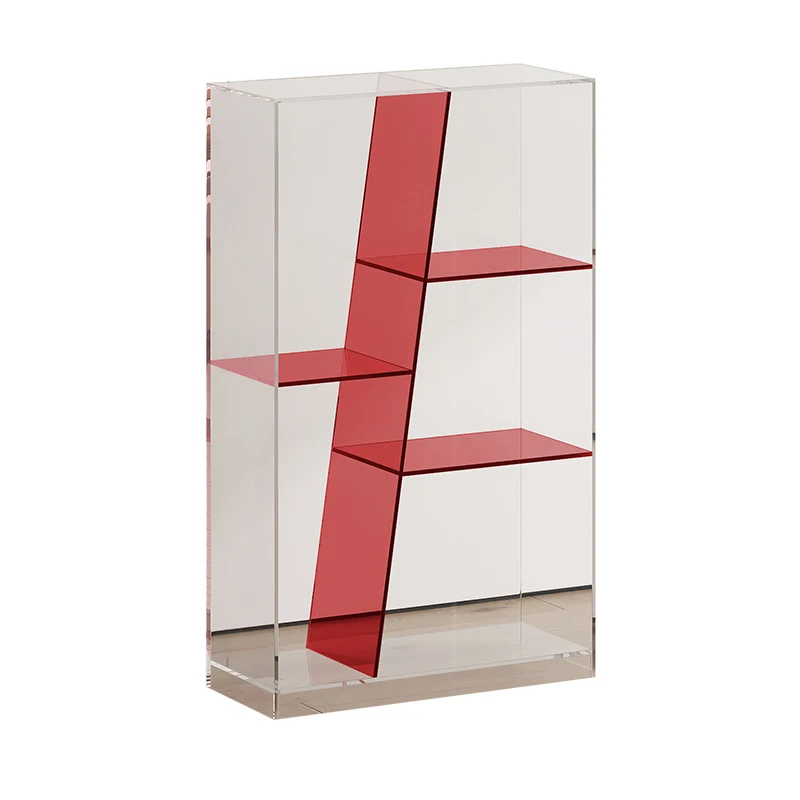 Modern Luxury Rectangular Acrylic Storage Bookshelf 3/4-Tier For Living Room & Bedroom