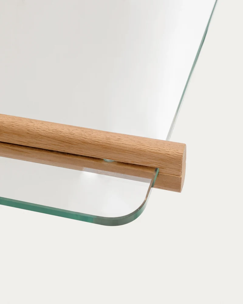 Sitra modular shelf, 3 glass shelves and FSC Mix Credit solid oak wood, 110 cm