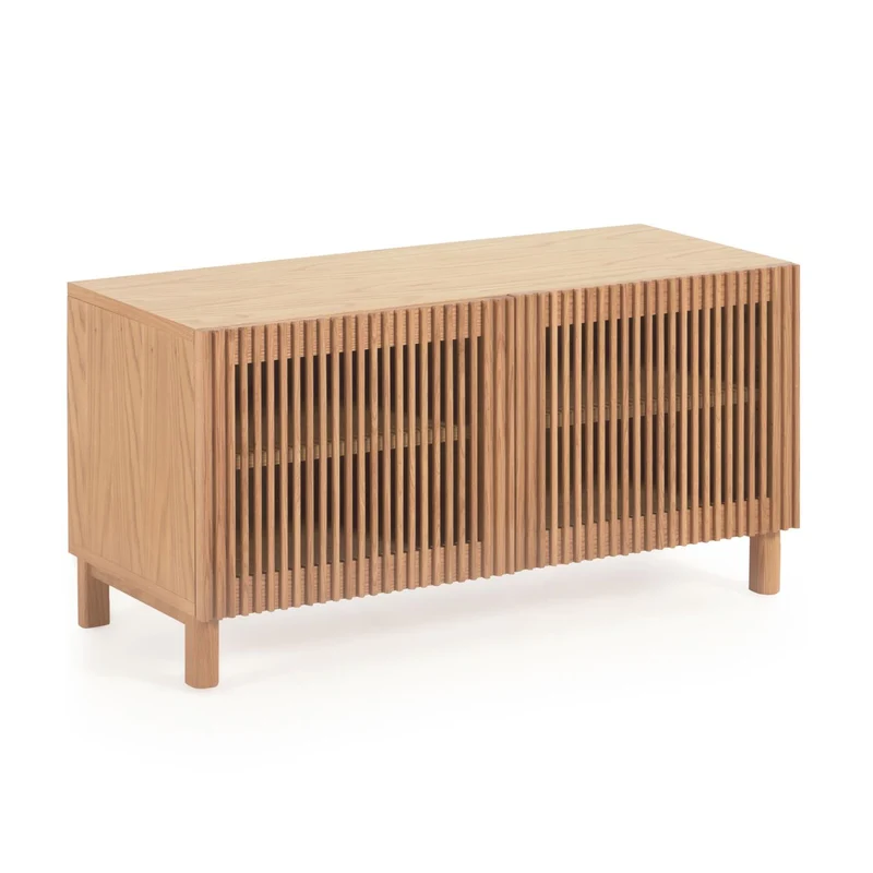 Beyla 2-door shoe rack in solid ash wood and ash veneer 98.5 cm FSC 100%