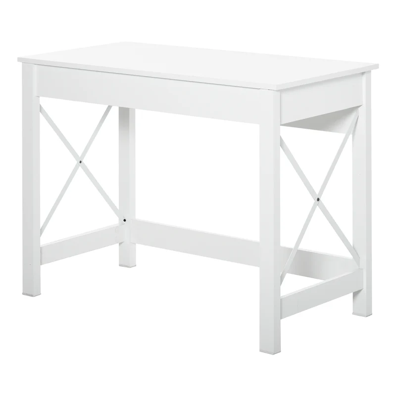 Bureau informatique pour étude 105 x 50 x 76 cm grand plan et stable moderne et épuré en panneau de particules blanc 21_0002459
