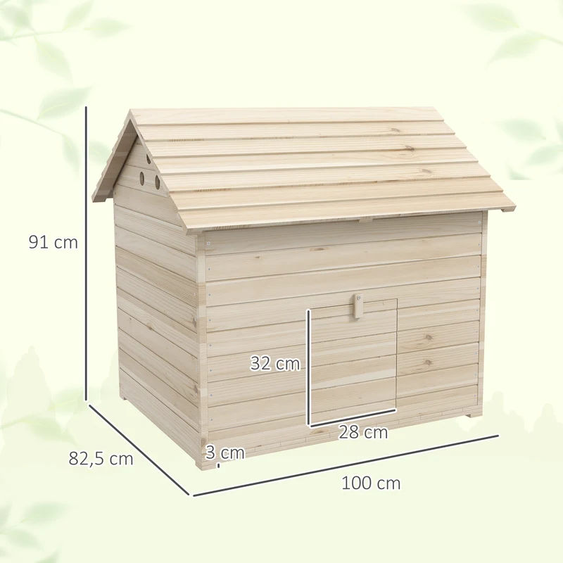 Abri pour canards jardin 100 x 82.5 x 91 cm toit ouvrant rampe d'accès base surélevée rustique extérieur en bois naturel 21_007919