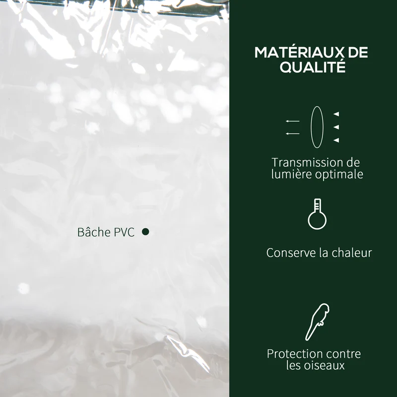 Serre de jardin compacte 3 étagères 69 x 49 x 125 cm protection intempéries montage facile style épuré en PVC vert 21_0004236