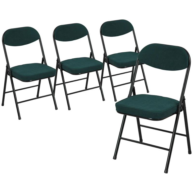 Lot de 4 chaises pliantes salle à manger 45 x 48,5 x 82 cm assise rembourrée gain de place très moderne en velours bleu 21_0003294
