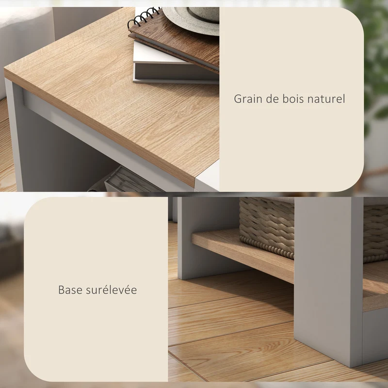 Lot de 2 tables d'appoint bout de canapé 40 x 40 x 45 cm étagère pratique moderne stable en panneau de particules blanc 21_0003120