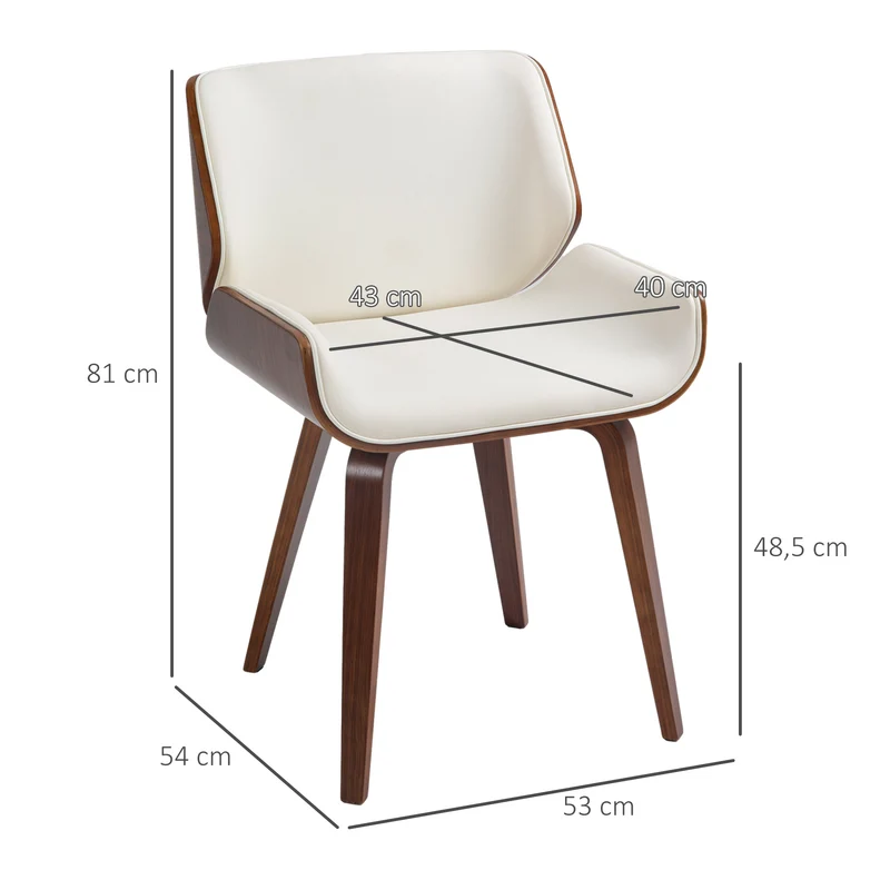 Lot de 2 chaises de salle à manger 53 x 54 x 81 cm assise rembourrée confortable vintage en revêtement synthétique blanc 21_0002307
