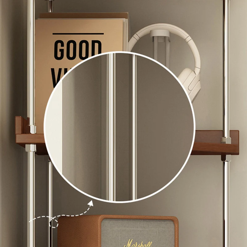 Contemporary Retro Plywood & Stainless Steel Triangular Corner Shelf Unit With 4/5-Tier Open Storage For Living Room & Bedroom