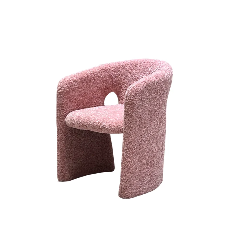 Modern Luxury Steel & Plywood H-Shaped Sherpa Fabric Upholstered Accent Chair With Backrest Armrest For Living Room & Bedroom