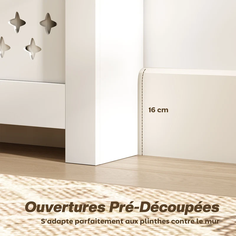 Cache-radiateur placard rabattable et étagère supérieure 78 x 19 x 95,5 cm rangements sécurisés moderne en MDF blanc 21_0001151
