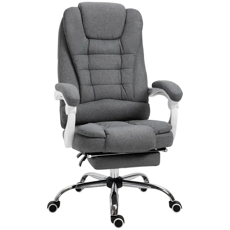 Fauteuil de bureau ergonomique 66 x 70 x 118 cm dossier inclinable reposepied pliable contemporain en lin gris 21_0006164