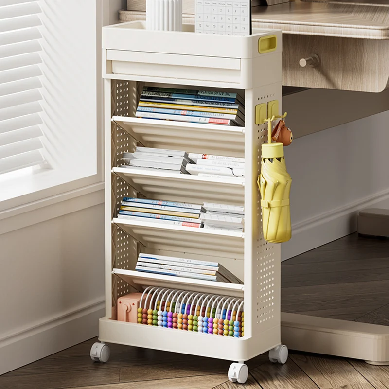 Modern Minimalist ABS Rectangular End Table 6-Tier Movable Multi-Functional Organizer For Living Room