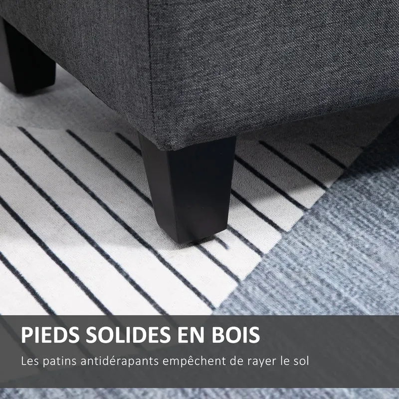 Banc de rangement bout de lit 100 x 40 x 44 cm capitonné détails boutonnés rangement vintage en polyester gris foncé 21_0002848