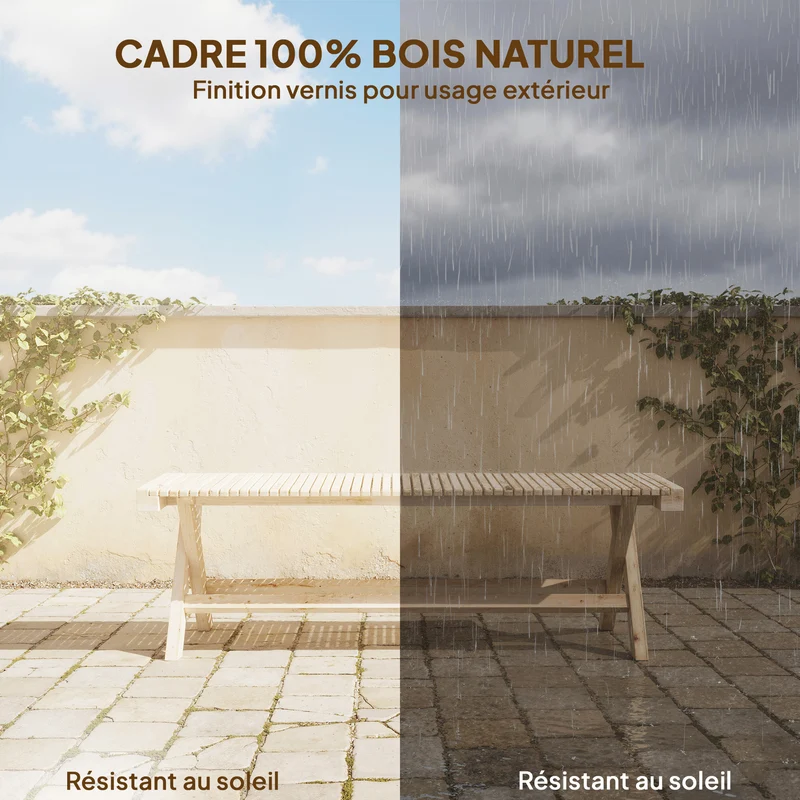 Banc de jardin assise à lattes 140 x 40 x 43 cm 2 places support 240 kg design rustique pour terrasse en bois naturel 21_0005735
