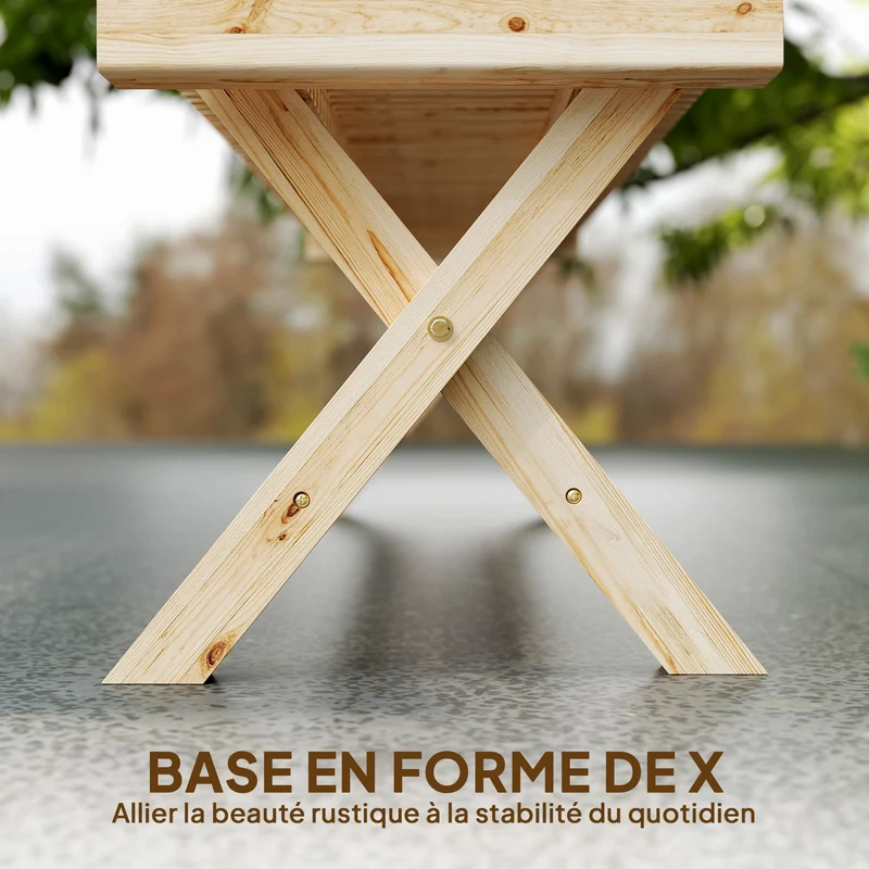 Banc de jardin assise à lattes 140 x 40 x 43 cm 2 places support 240 kg design rustique pour terrasse en bois naturel 21_0005735