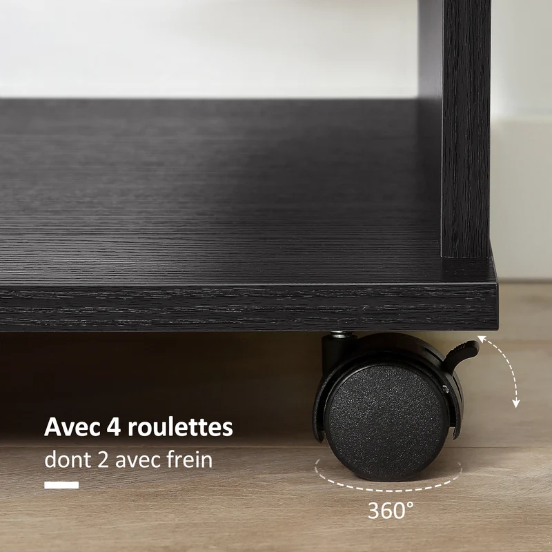 Armoire penderie mobile ouverte 80 x 40 x 128 cm avec barre de penderie moderne épuré en panneau de particules noir 21_0001404