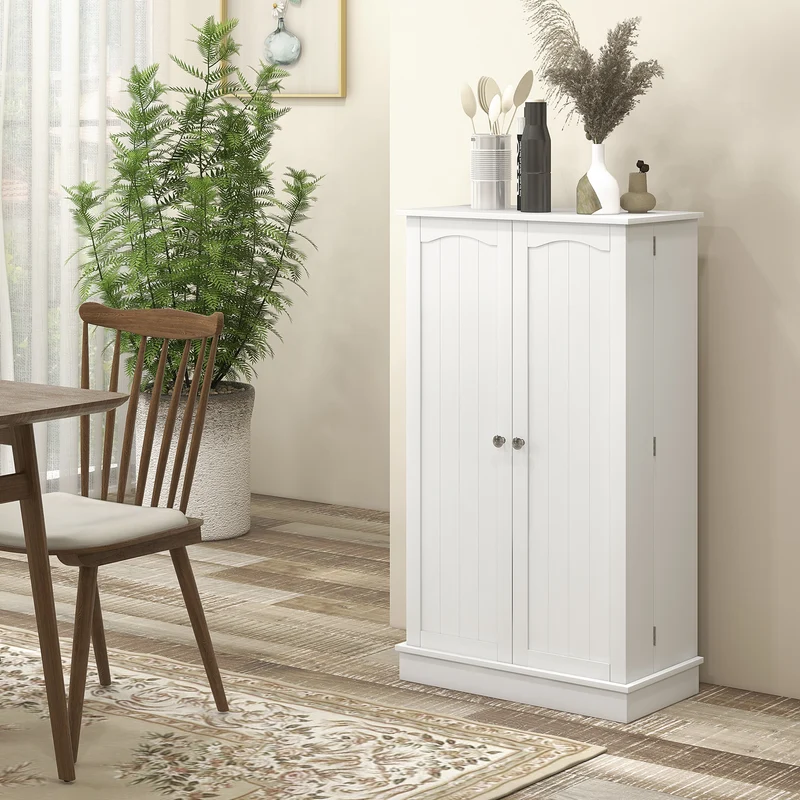 Armoire de cuisine 60 x 30 x 104 cm 5 étagères 12 porte-épices rangement sécurisé style épuré fini peint en MDF blanc 21_0003200