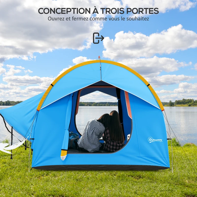 Tente de voiture pour suv hayon 5-6 personnes 239 x 210 x 210 cm imperméable trois portes moderne en polyester bleu 21_0006487