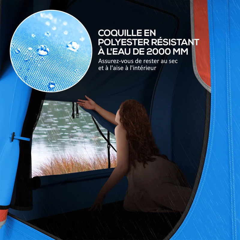 Tente de voiture pour suv hayon 5-6 personnes 239 x 210 x 210 cm imperméable trois portes moderne en polyester bleu 21_0006487