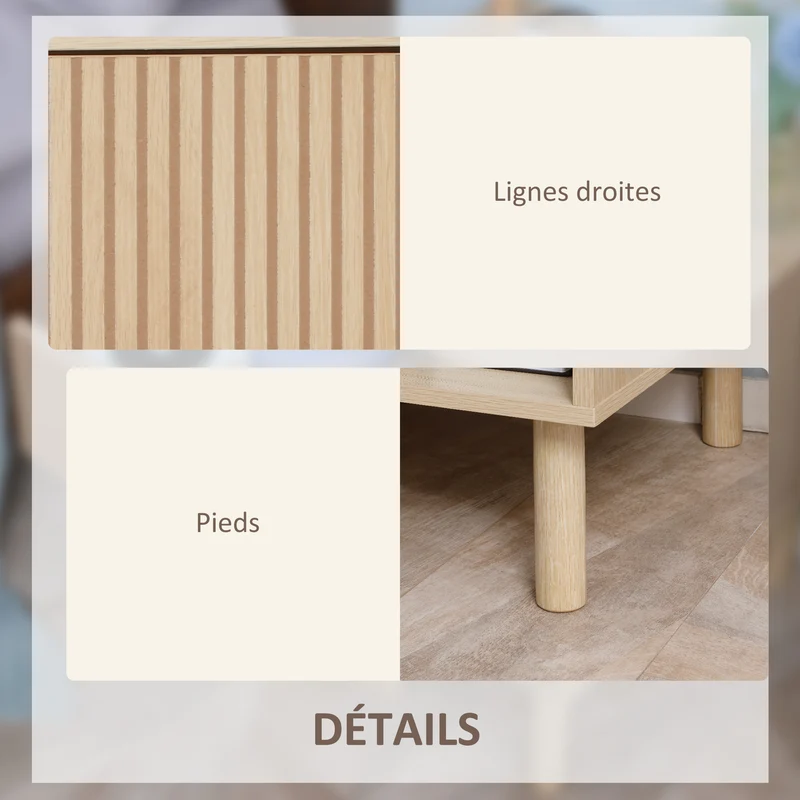 Table de chevet avec tiroir 47 x 47 x 50 cm rangement niche ouverte moderne épuré en panneau de particules bois naturel 21_0001512