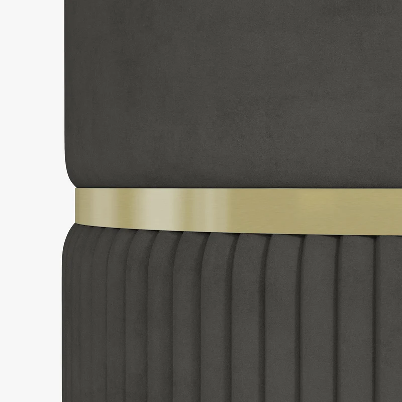 Pouf coffre rond assise d'appoint 36 x 36 x 44 cm rangement intégré confort mousse style scandinave en velours gris 21_0002931