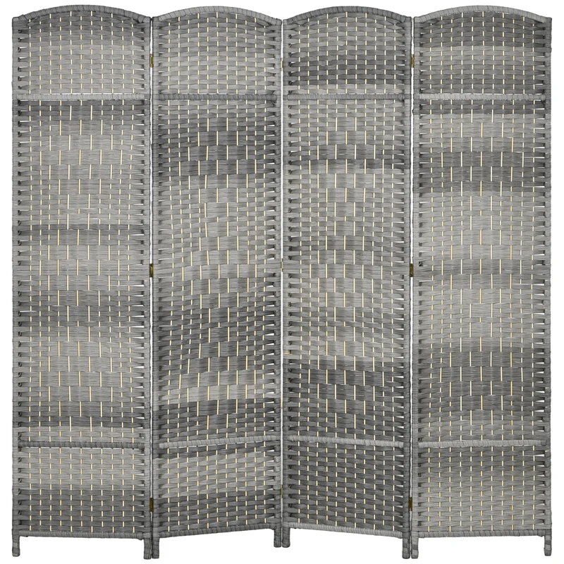 Paravent pliable séparateur de pièce 180 x 1.7 x 180 cm intimité modulable léger style scandinave en polypropylène gris 21_0001337