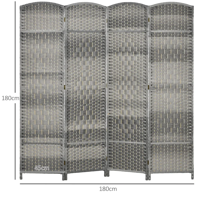 Paravent pliable séparateur de pièce 180 x 1.7 x 180 cm intimité modulable léger style scandinave en polypropylène gris 21_0001337