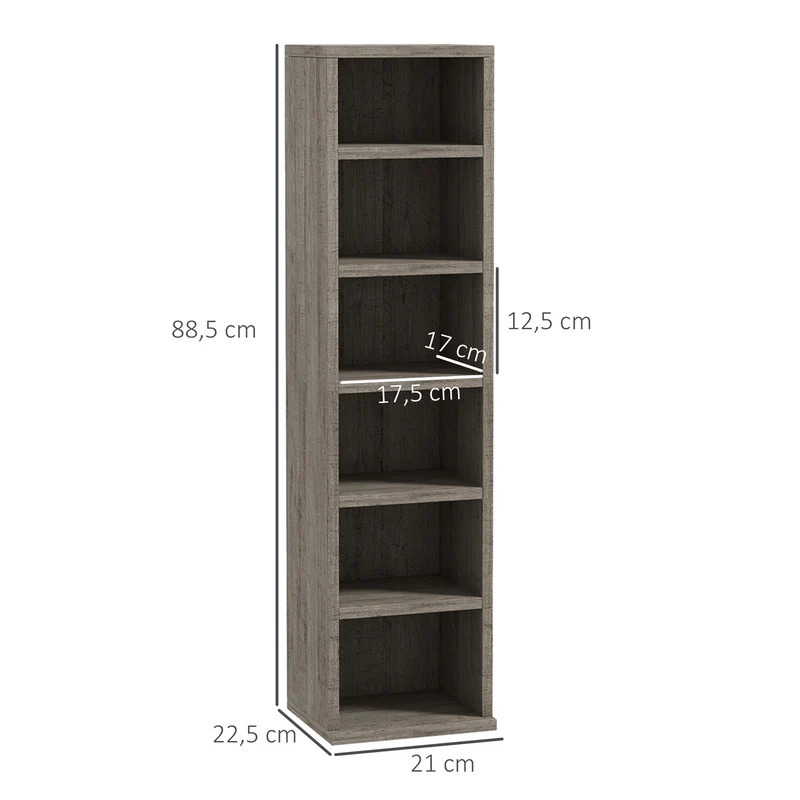 Lot de 2 étagères colonnes cd 21 x 22.5 x 88.5 cm 204 cd sécurisé épuré moderne en panneaux de particules gris foncé 21_0001799