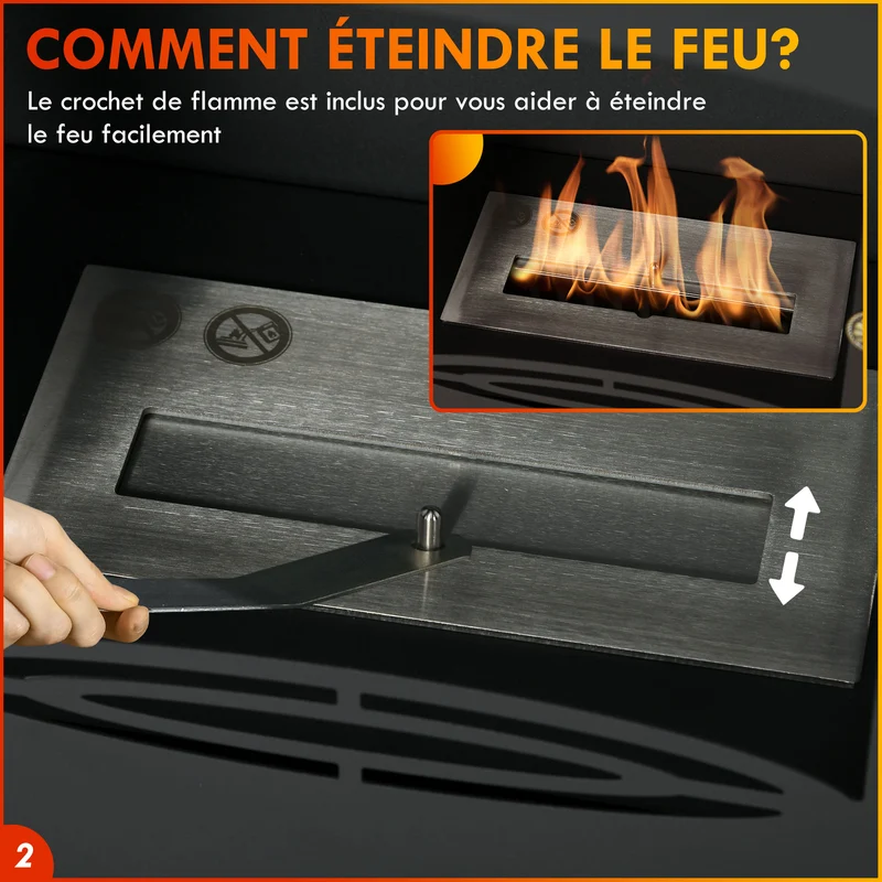 Cheminée à l'éthanol sur pied poêle 39 x 26 x 54 cm chauffe 20-25 m² sans fumée contemporain cocooning en acier noir 21_0001132