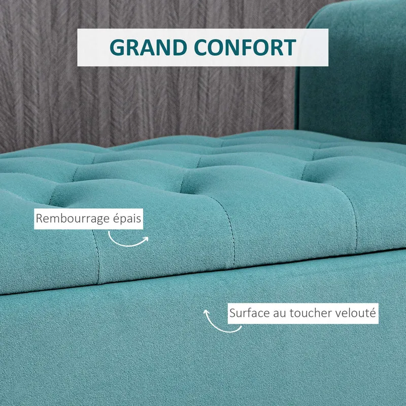 Banc de rangement bout de lit 126 x 48.5 x 57 cm coffre capitonné assise rembourrée style contemporain en polyester vert 21_0002911