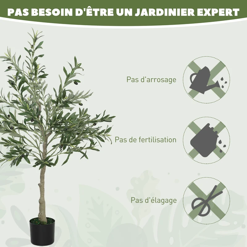Olivier artificiel salon bureau 120 x 15 x 12.5 cm sans entretien stable ambiance cosy tendance décoratif en soie vert 21_0001378